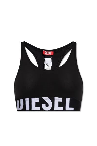Diesel Bra Ufsb-cotton-race-bralette In Black