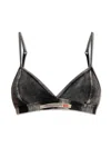 Diesel Adjustable Denim Bra With Contrast Stitching In Grigio