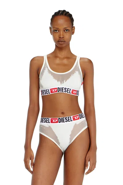 Diesel Bralette With Sheer Devoré Effect In White