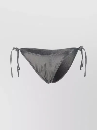 Diesel Brazilian D Core High-cut Metallic Swimsuit Briefs In Grey