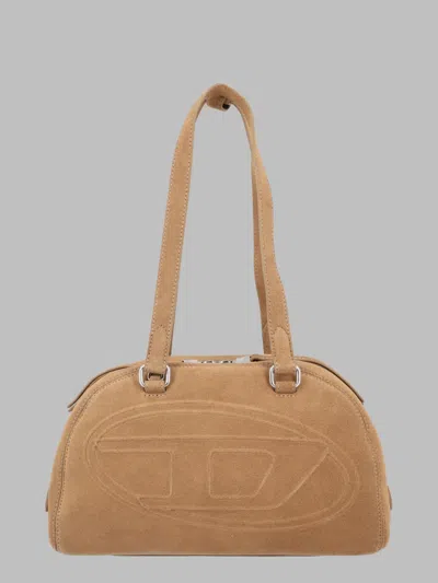 Diesel Tan Silver-tone Hardware Suede Medium Handbag In Brown