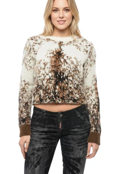 Diesel Brown Abstract Crew Neck Sweater