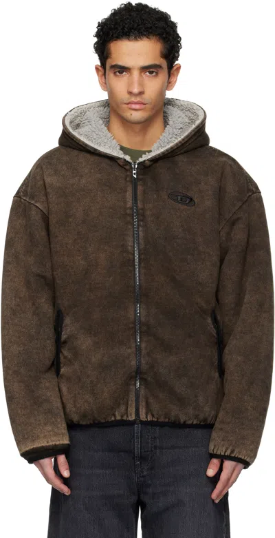 Diesel Brown & Beige S-bryan Reversible Jacket