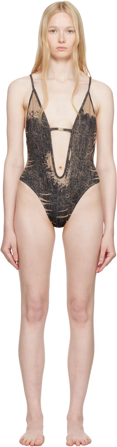 DIESEL BROWN & BLACK DAISY-DNM SWIMSUIT