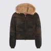 Diesel Brown And Blue Cotton W-aves-fur Down Jacket In Brown