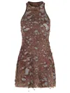 Diesel Distressed Look Cotton Blend Dress In Brown