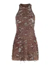 Diesel Mini Dress With Distressed Textures In Brown