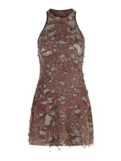 DIESEL BROWN COTTON BLEND DRESS