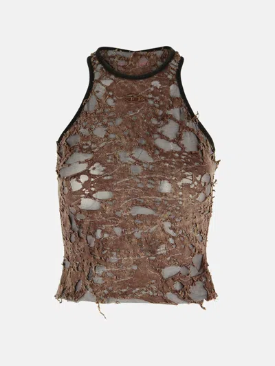 Diesel Brown Cotton Blend Tank Top