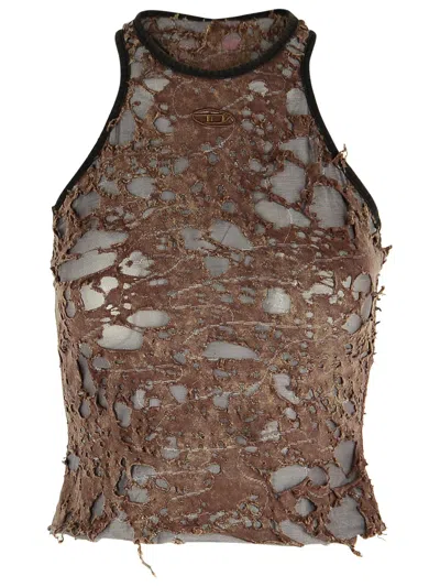 Diesel Brown Cotton Blend Tank Top Women
