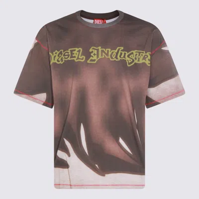 Diesel Dark Brown Graphic T-shirt In Multi