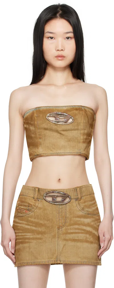 Diesel Brown De-villess-fsf Denim Tube Top In 01
