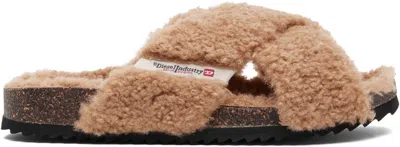 Diesel Brown D-woodstock Cross Sandals In Nude