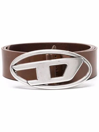 Diesel Brown Leather Adjustable Buckle Belt