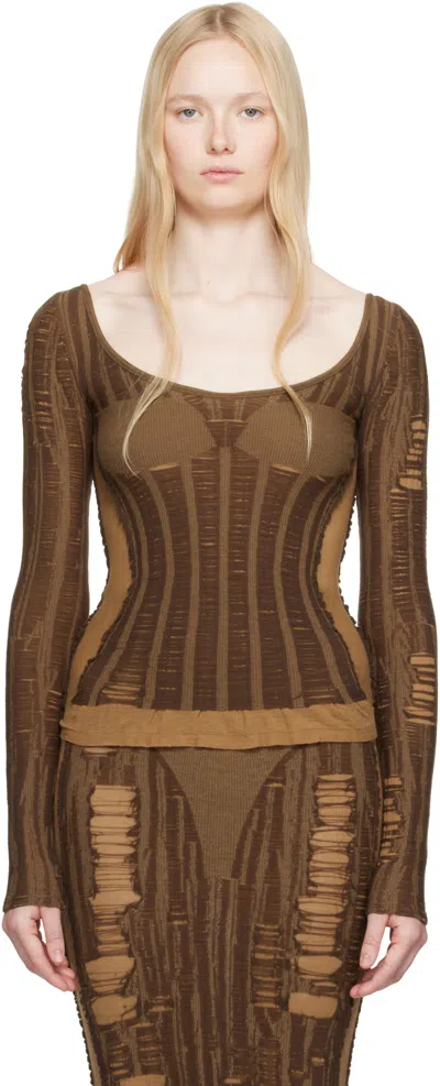 Diesel Brown M-calai T-shirt In 7dg