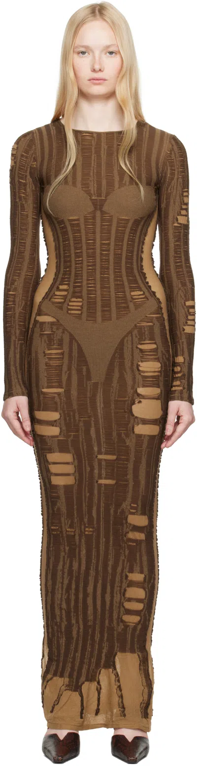 Diesel M-calimera Layered Maxi Dress In Brown