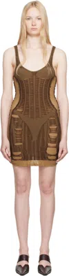 Diesel Brown M-calimera-short Minidress In 7dg