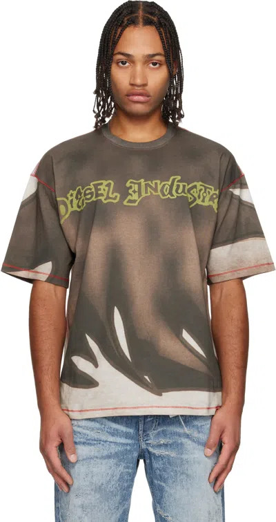 Diesel Brown T-boxt-show T-shirt In Gray