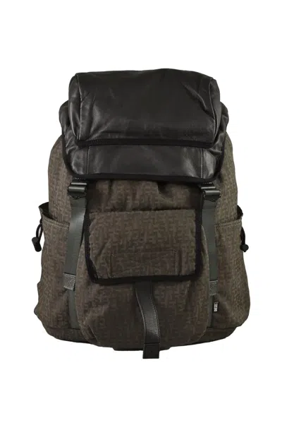 Diesel Brown Textured Polyamide Backpack In Multi