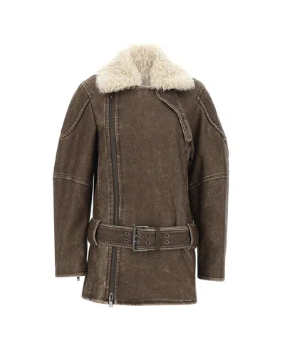 Diesel Brown Textured Shawl Neck Jacket