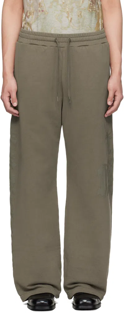 Diesel Brown Treated Logo Print Sweatpants In Green