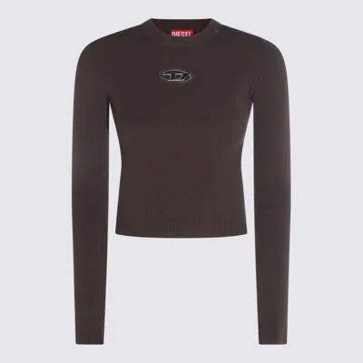 Diesel Brown Viscose Knitwear In Green