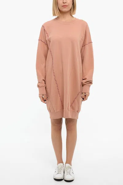 Diesel Brushed-cotton D-robbiecut Sweatshirt-dress In Pink