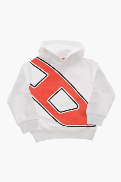 Diesel Brushed Cotton Dave Hoodie With Print In Pink