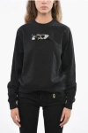 Diesel Brushed Cotton F-reggy Crew-neck Sweatshirt With Sequined De In Black