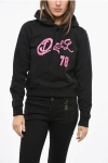 Diesel Brushed Cotton F-reggy Hoodie With Printed Logo In Black