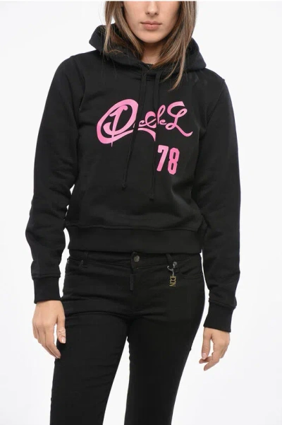 Diesel Brushed Cotton F-reggy Hoodie With Printed Logo In Black