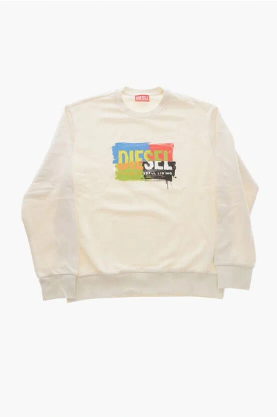 Diesel Brushed Cotton Skand Crew Neck Sweatshirt In Neutral