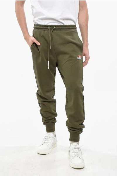 Diesel Brushed Cotton Tary Sweatpants With Cuffs In Green