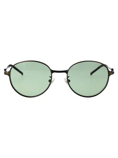 Diesel Brushed Light Grey Green Metal Sunglasses In Black
