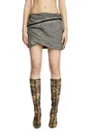 Diesel Bubble Skirt With Wrap Around Pocket In Grey