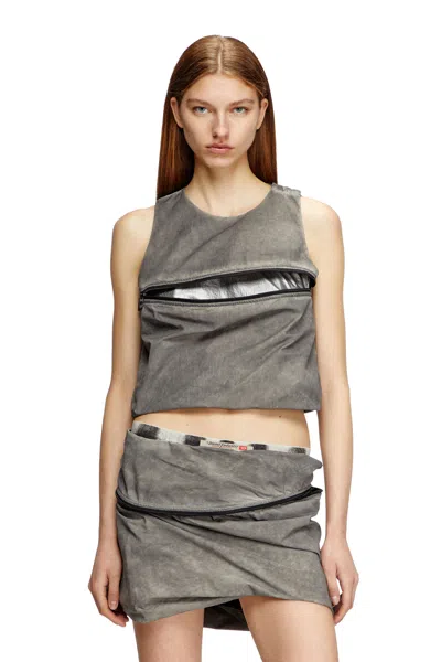 Diesel Bubble Top With Utility Pocket In Grey