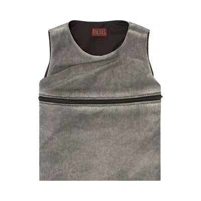 Pre-owned Diesel Bubble Top With Utility Pocket 'grey' | Women's Size 38