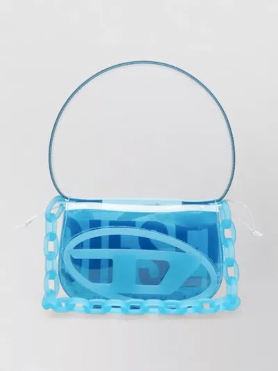 Diesel Bucket Bag Transparent Design Chain Strap Handle In Blue