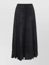 Diesel Grey Skirt With Oval D Logo Plaque And Frayed Edges In Cotton Blend Woman In Black