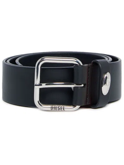 Diesel Kids' Buckled Leather Belt In Black