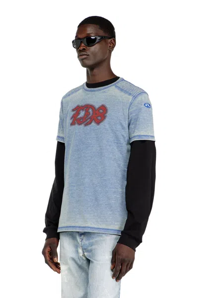 Diesel Burnout T-shirt With D78 Print In Blue