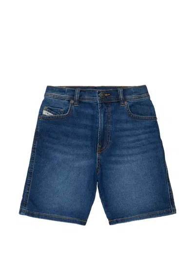 Diesel Kids' Button Denim Shorts In Blue