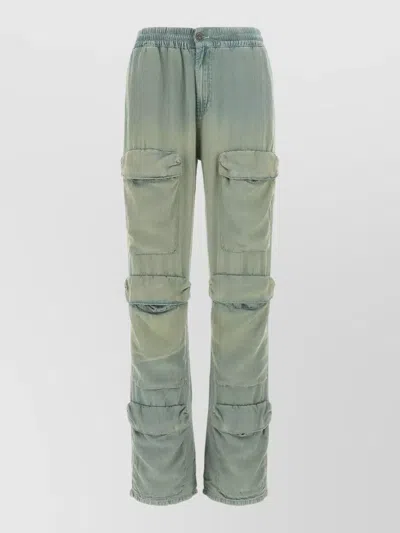 Diesel Button Detail Cargo Trousers Back Pocket Belt In Gray