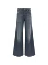 Diesel Wide Jeans 1978 D-akemi With Exposed Seams 32cm L32 In Gray