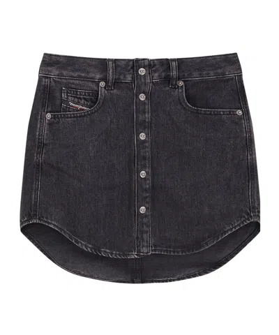 DIESEL BUTTON-FRONT DENIM MINI SKIRT