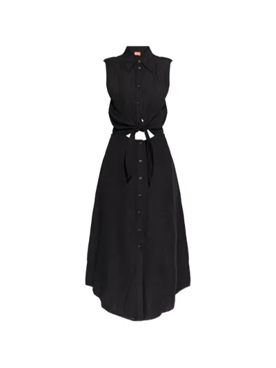 Diesel Button-tie Dress In Black