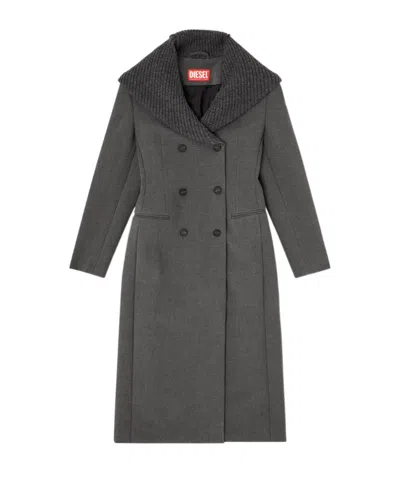 Diesel Buttoned Coat In Gray