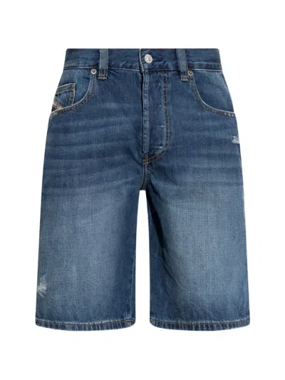 Diesel Button-fastening Denim Shorts In Blue
