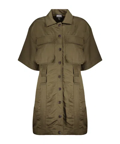Diesel Button-front Shirt Dress In Green
