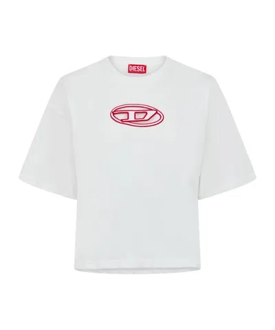 Diesel Buxt Cropped T-shirt In White